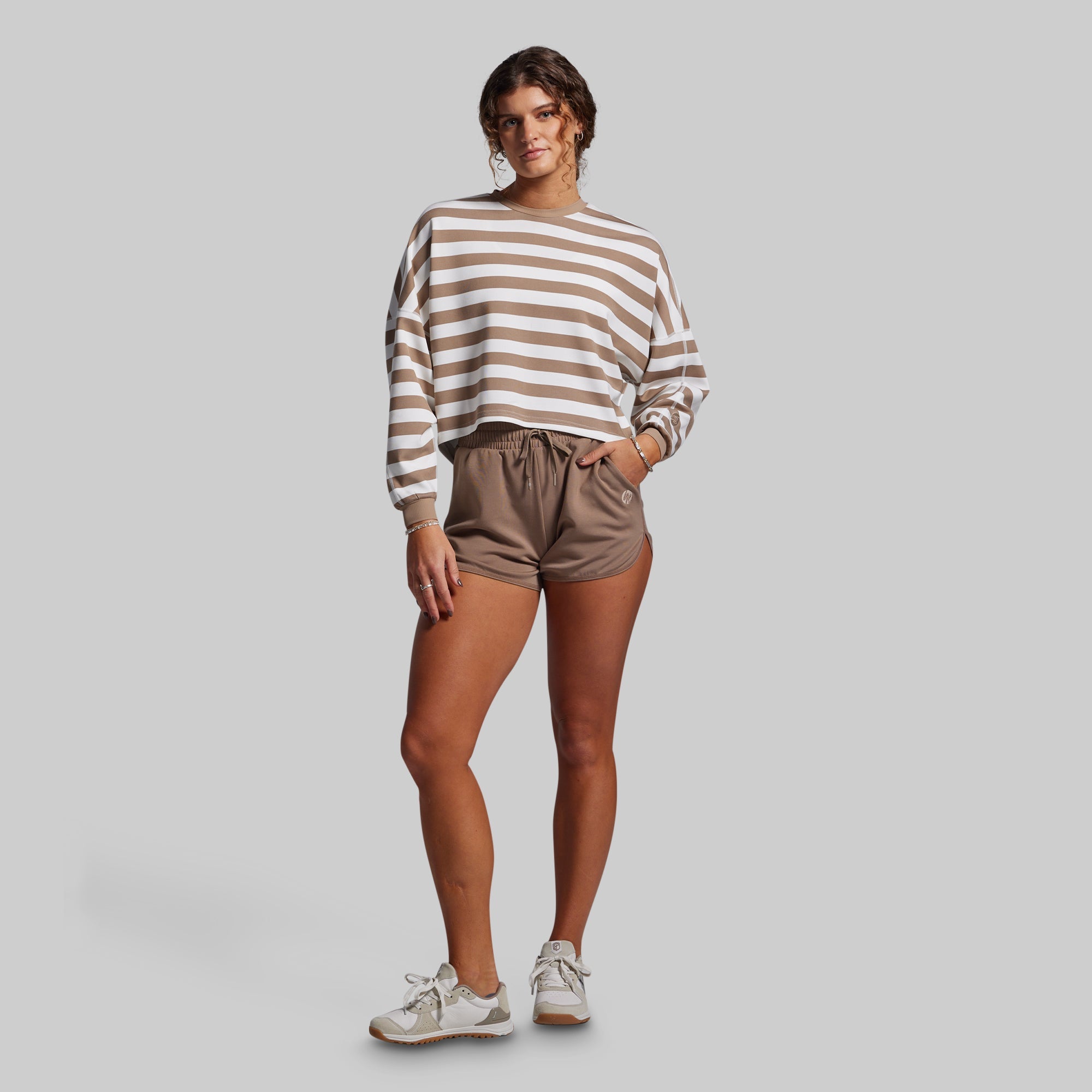 Lounge Lux Cropped Pullover (Java Stripe)