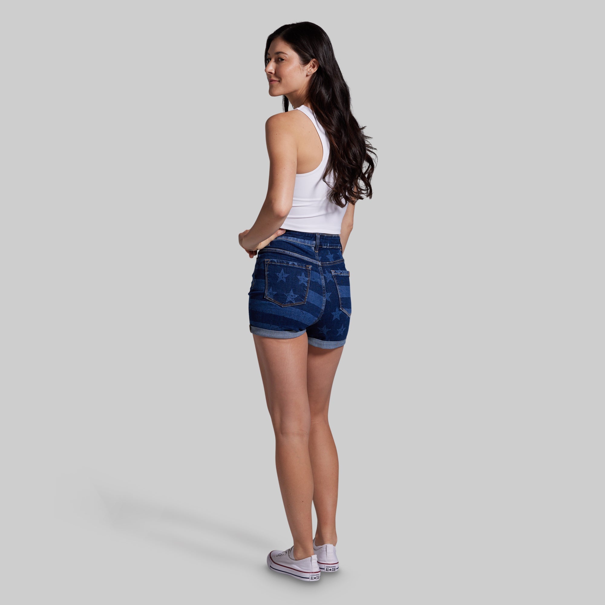 FLEX Stretchy Mom Jean Short (Dark Americana)
