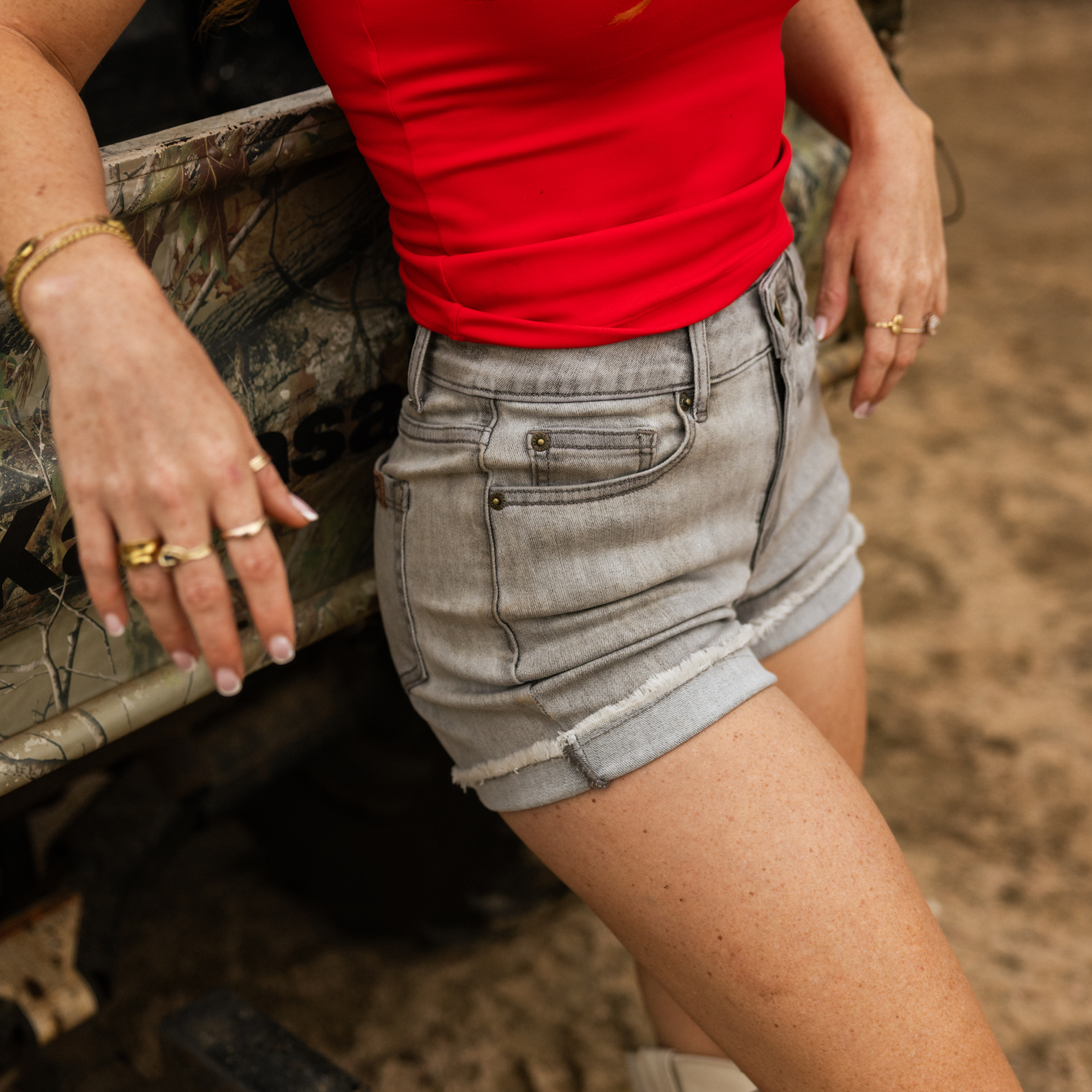 FLEX Stretchy Jean Short (Light Grey Wash)