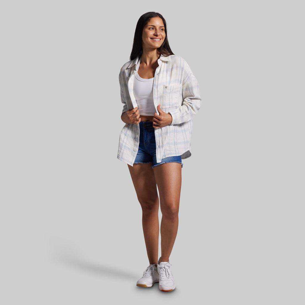Women's Oversized Summer Plaid (Sunwashed Pearl)
